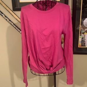 JCrew long sleeve twist front dark pink t-shirt